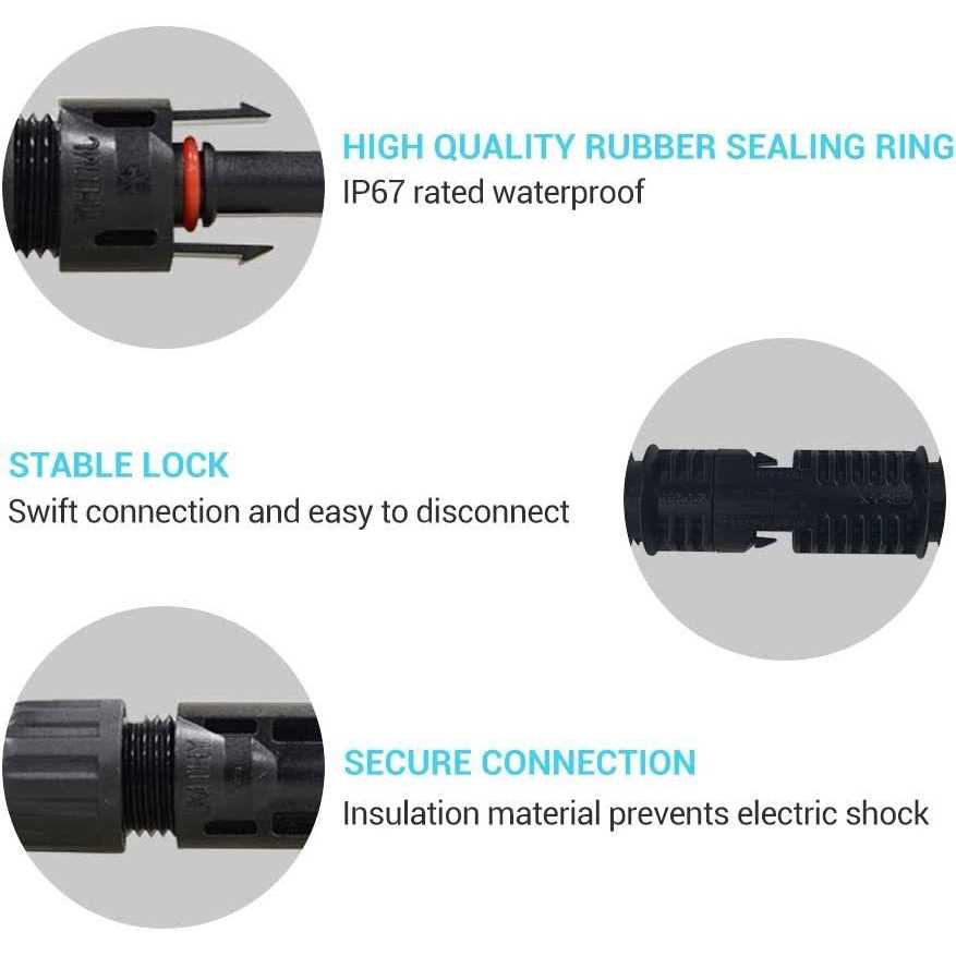 Renogy 10awg Solar Extension Cable with Female and Male Connector - Zenithce