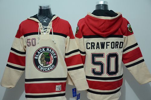 Blackhawks #50 Corey Crawford Gream Sawyer Hooded Sweatshirt Stitched Jersey - Zenithce