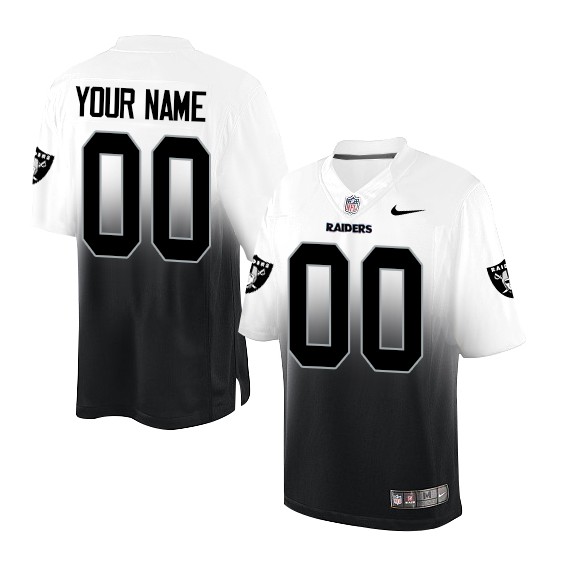 Raiders Customized White Black Fadeaway Limited Stitched Jersey - Zenithce