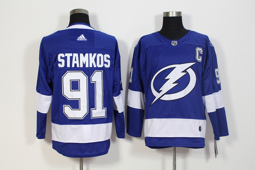 Tampa Bay Lightning #91 Steven Stamkos Blue Stitched Adidas Jersey - Zenithce