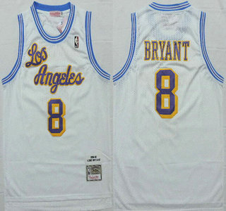 Los Angeles Lakers #8 Kobe Bryant 1996-97 White Hardwood Classics Soul Swingman Throwback Jersey - Zenithce