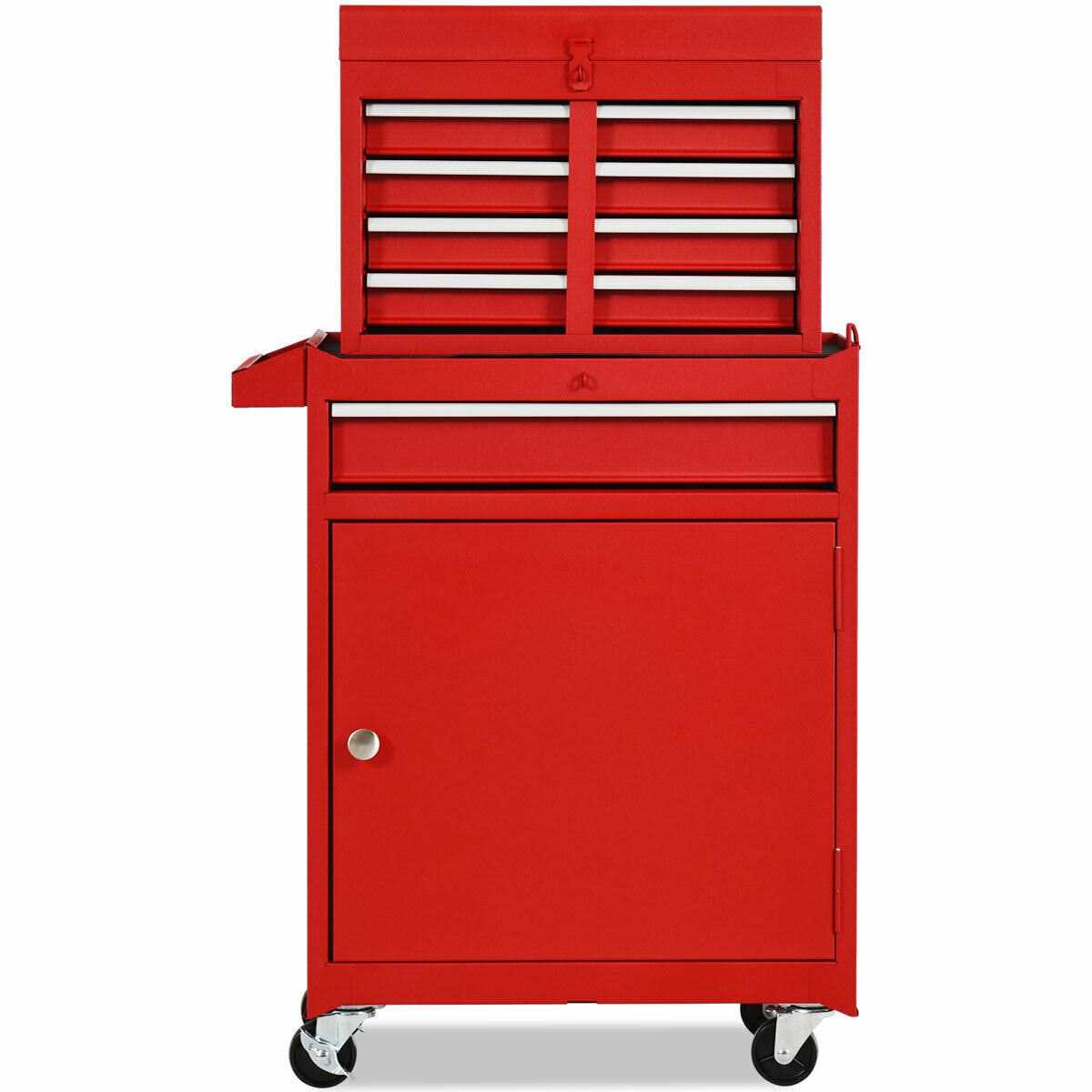 Costway 2 in 1 Tool Chest & Cabinet with 5 Sliding Drawers Rolling Garage Box Organizer - Zenithce