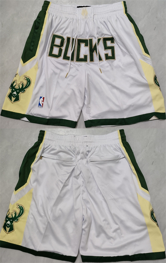 Milwaukee Bucks White Shorts (Run Small) - Zenithce