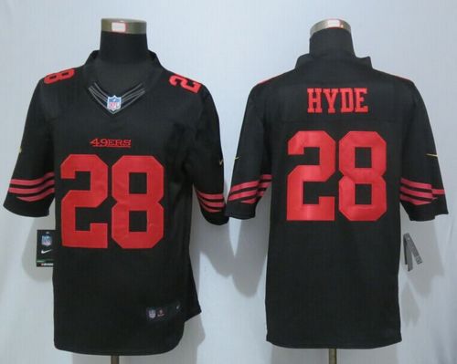 49ers #28 Carlos Hyde Black Alternate Stitched Limited Nike Jersey - Zenithce