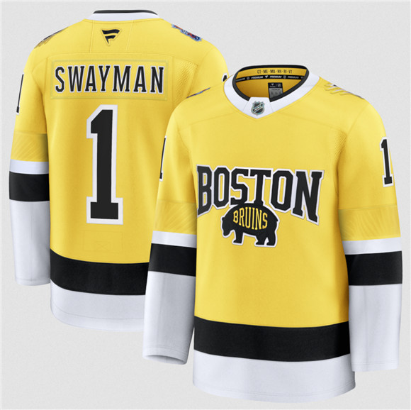 Boston Bruins #1 Jeremy Swayman Gold 2026 Stadium Series Stitched Jersey - Zenithce