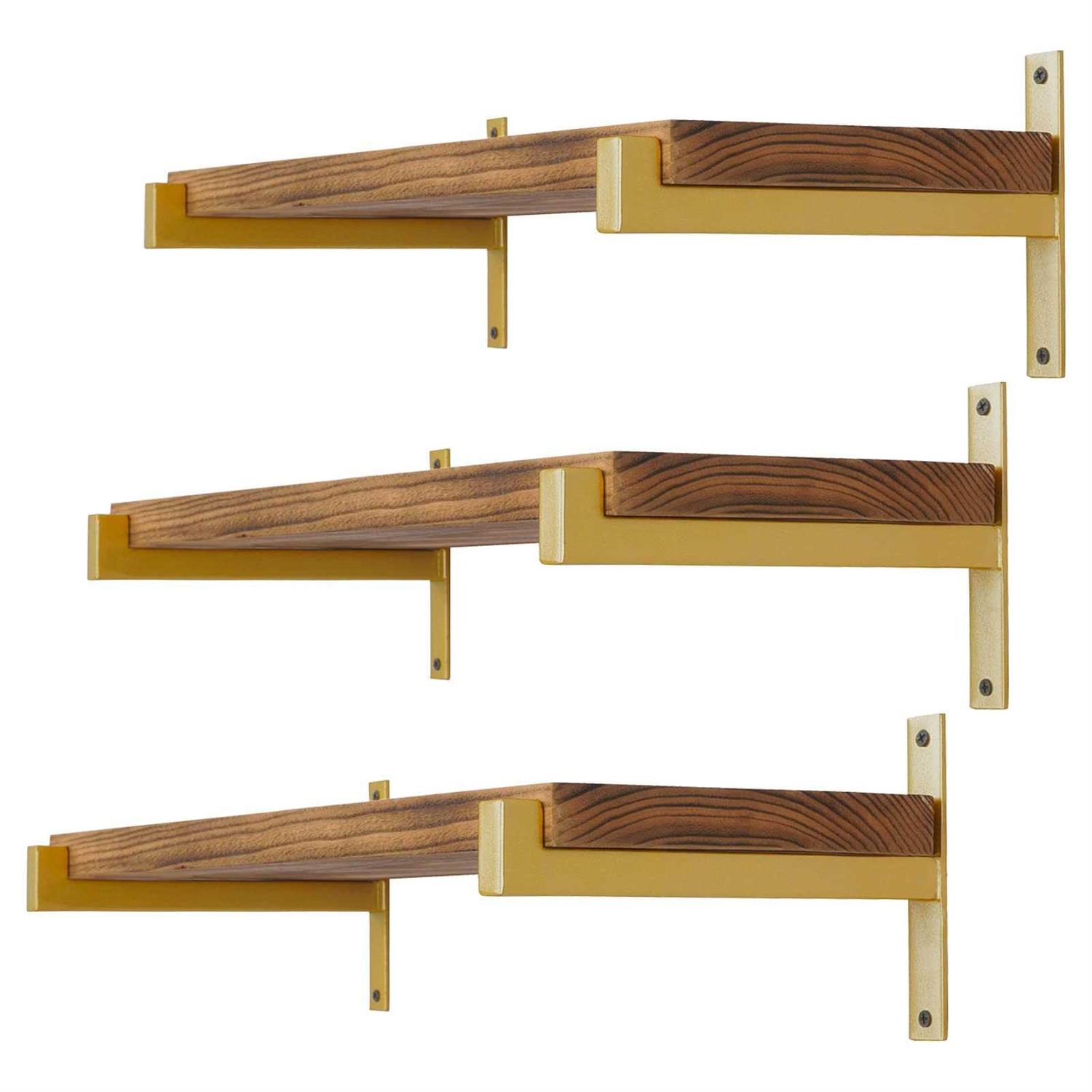 EZYDECOR 6Pcs Floating Shelves Brackets Heavy Duty Wooden Shelf Brackets Decorative Wall Shelf Brackets & Supports with Lip - Zenithce
