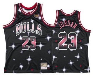 Chicago Bulls #23 Michael Jordan Starry Black Hardwood Classics Soul Swingman Throwback Jersey - Zenithce