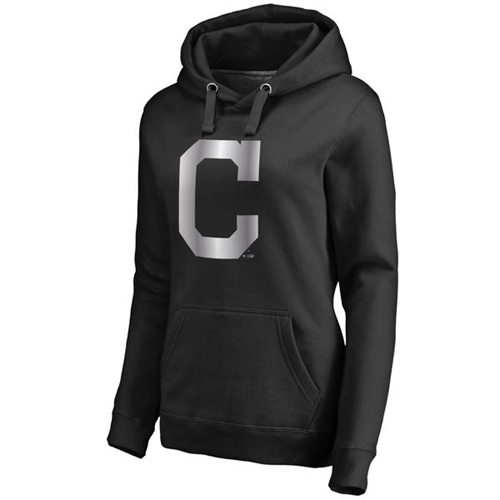 Women's Cleveland Indians Platinum Collection Pullover Hoodie Black - Zenithce