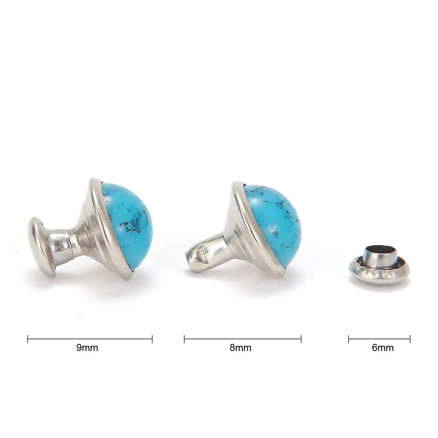 Weebee 100 Sets Blue Turquoise Rapid Rivets Studs Tandy Diy Leather Rivets Craft For Belt Boots Jacket Garment Accessories - Zenithce