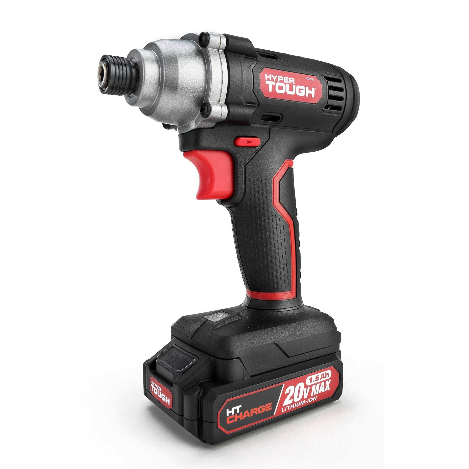 Hyper Tough 20V Max Lithium-ion Cordless Hammer Drill, 1/2 inch Chuck, 2 Speeds with 1.5Ah Lithium-ion Battery and Charger, Bit Holder and LED Light - Zenithce