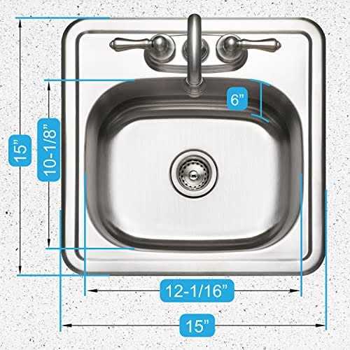 Houzer 1515-6BS-1 Hospitality Series Topmount Stainless Steel 2-Holes Bar/Prep Sink - Zenithce