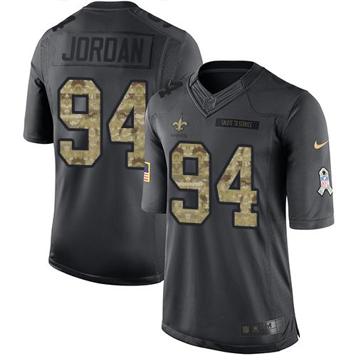 Saints #94 Cameron Jordan Black Stitched Limited 2016 Salute To Service Nike Jersey - Zenithce