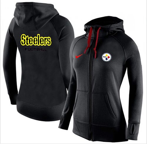 Women's Nike Pittsburgh Steelers Full-Zip Performance Hoodie Black_1 - Zenithce