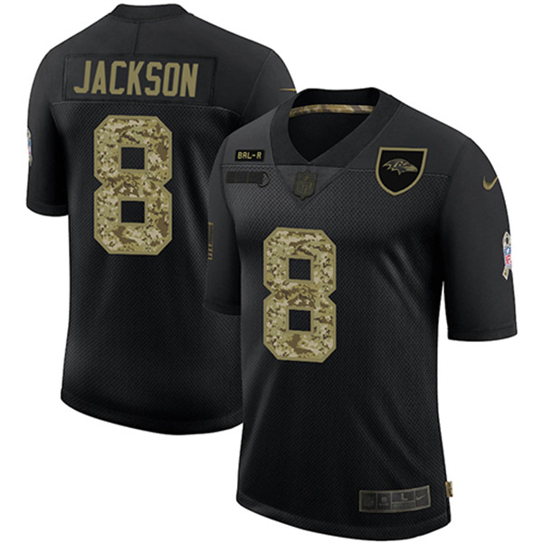 Baltimore Ravens #8 Lamar Jackson Black Camo Salute To Service Limited Jersey - Zenithce