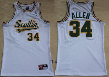 Seattle Supersonics #34 Ray Allen White AU Swingman Jersey - Zenithce
