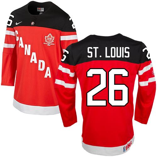 Olympic CA. #26 Martin St.Louis Red 100th Anniversary Stitched Jersey - Zenithce