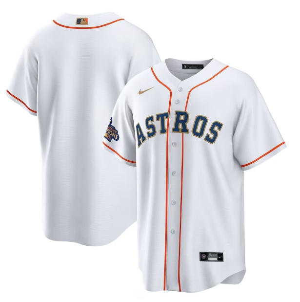 Houston Astros Blank White 2023 Gold Collection With World Serise Champions Patch Cool Base Stitched Jersey - Zenithce