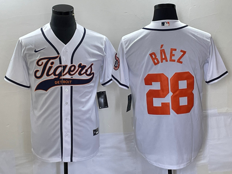 Detroit Tigers #28 Javier Báez White Cool Base Stitched Jersey - Zenithce