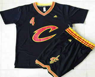 Cleveland Cavaliers #4 Iman Shumpert Revolution 30 Swingman 2015-16 New Black Short-Sleeved Jersey(With-Shorts) - Zenithce