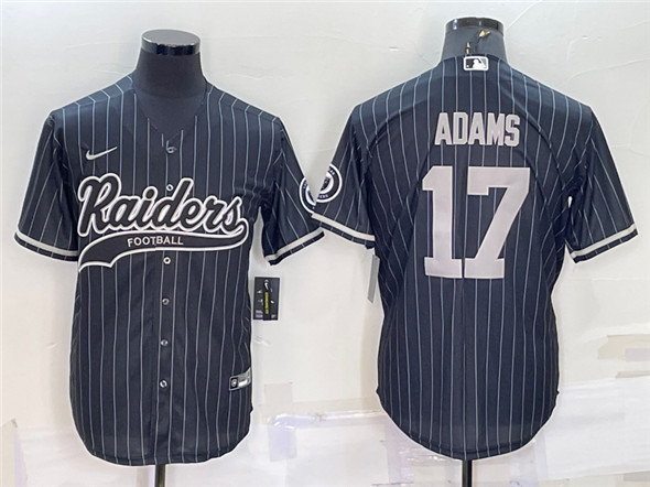 Las Vegas Raiders #17 Davante Adams Black With Patch Cool Base Stitched Baseball Jersey - Zenithce