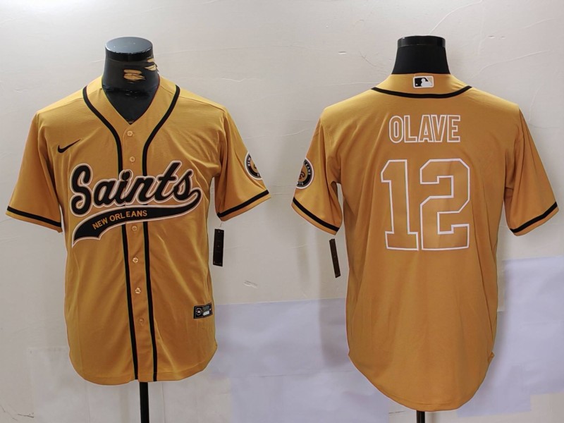 New Orleans Saints #12 Chris Olave Gold Cool Base Stitched Jersey - Zenithce