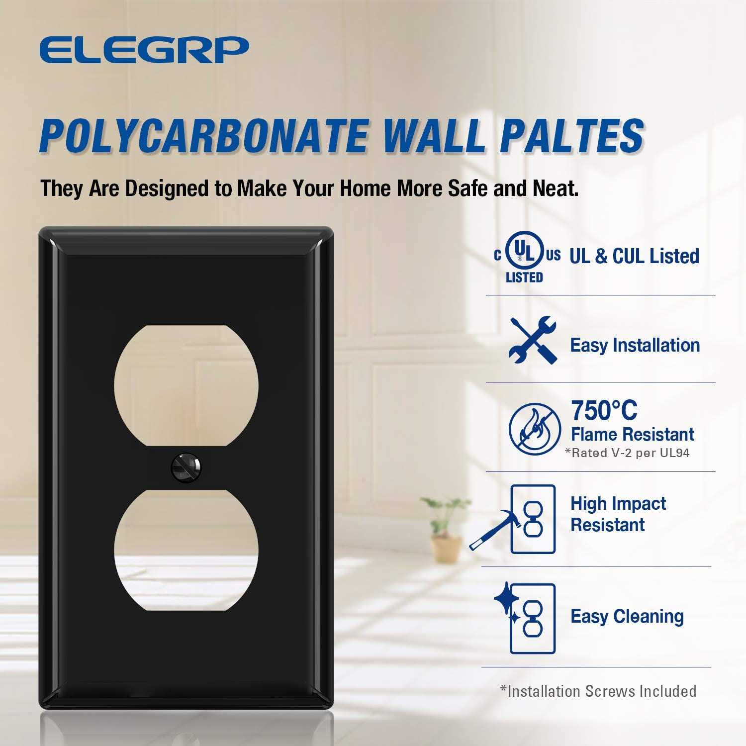 ELEGRP Decorator Wall Receptacle Outlet Tamper Resistant 15 Amp Standard Electrical Wall Outlet - Zenithce