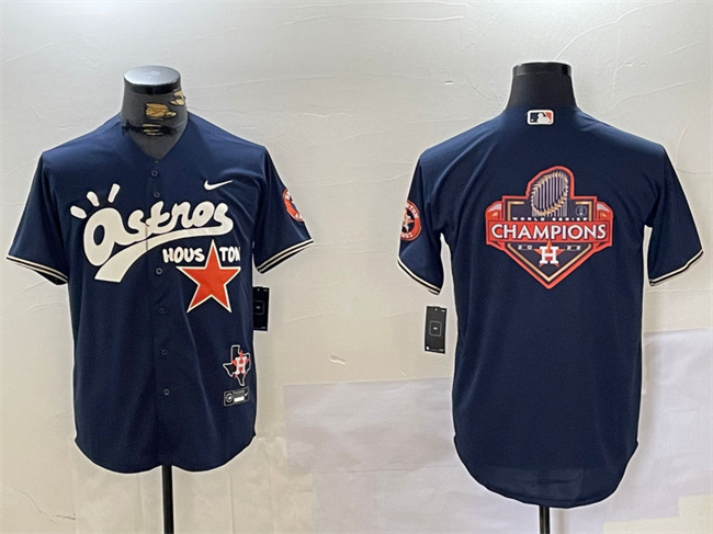 Houston Astros Navy Team Big Logo Cactus Jack Style Vapor Premier Limited Stitched Jersey - Zenithce