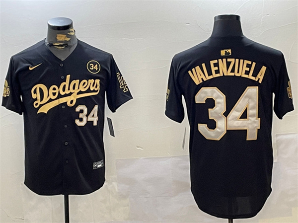 Los Angeles Dodgers #34 Toro Valenzuela Black Gold 2024 World Series With No. 34 Patch Limited Stitched Jersey - Zenithce