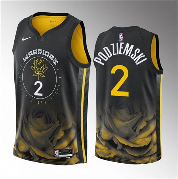 Golden State Warriors #2 Brandin Podziemski Black 2023 Draft City Edition Swingman Stitched Jersey - Zenithce