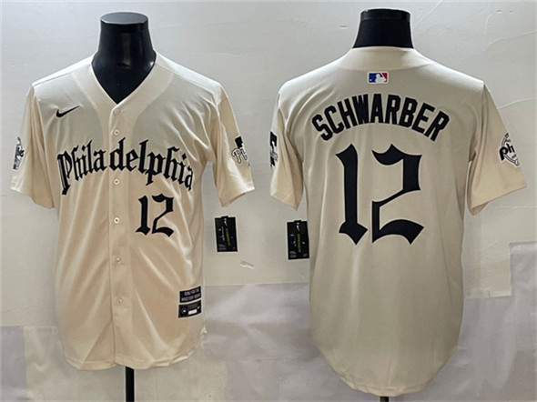 Philadelphia Phillies #12 Kyle Schwarber Cream Gothic Vapor Limited Stitched Jersey - Zenithce