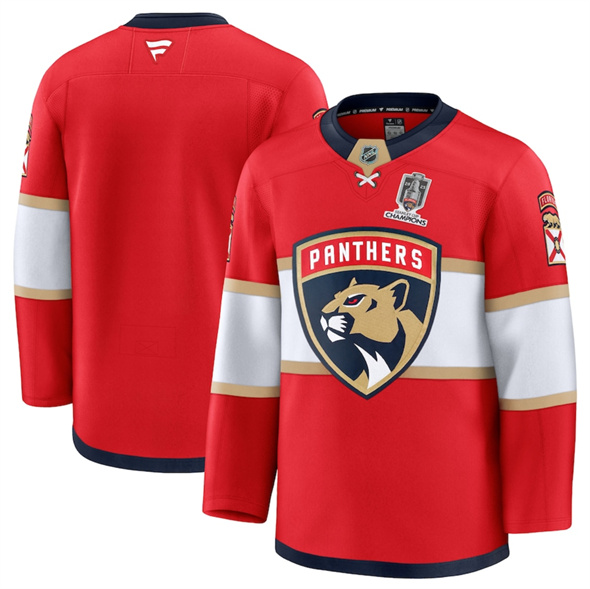 Florida Panthers Blank Red Home 2025 Stanley Cup Champions Patch Stitched Jersey - Zenithce