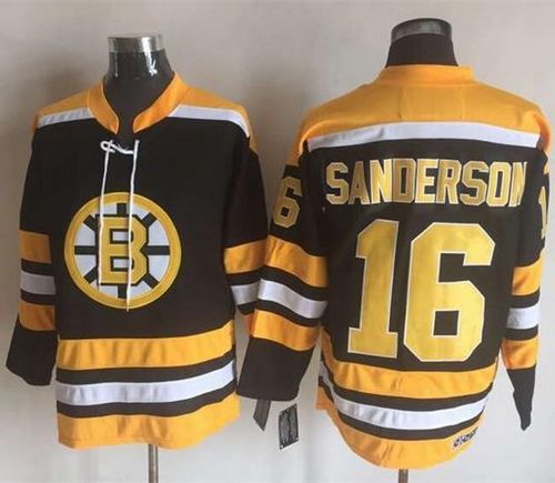 Bruins #16 Derek Sanderson Black Yellow CCM Throwback New Stitched Jersey - Zenithce