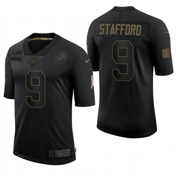 Lions #9 Matthew Stafford 2020 Black Salute To Service Limited Stitched Jersey - Zenithce