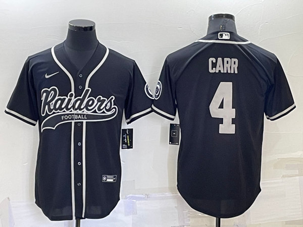 Las Vegas Raiders #4 Derek Carr Black Cool Base Stitched Baseball Jersey - Zenithce