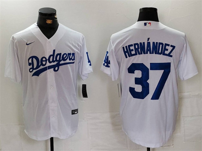 Los Angeles Dodgers #37 Teoscar Hernández White Cool Base Stitched Jersey - Zenithce