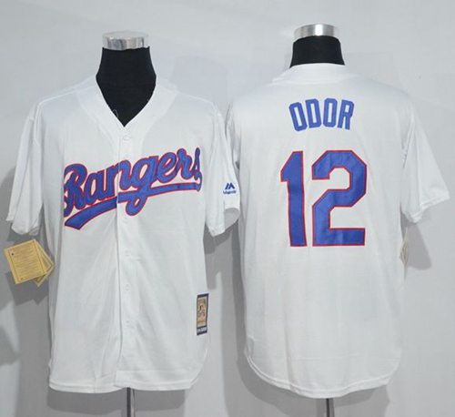 Mitchell And Ness Rangers #12 Rougned Odor White Throwback Stitched Jersey - Zenithce