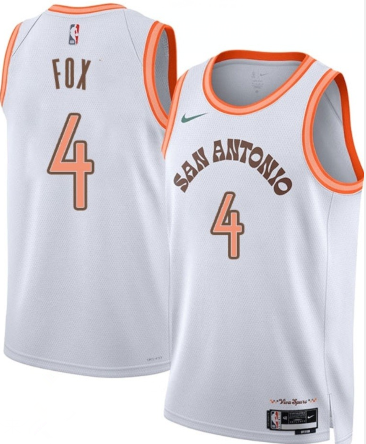 San Antonio Spurs #4 DeAaron Fox White 2023-24 City Edition Stitched Jersey - Zenithce