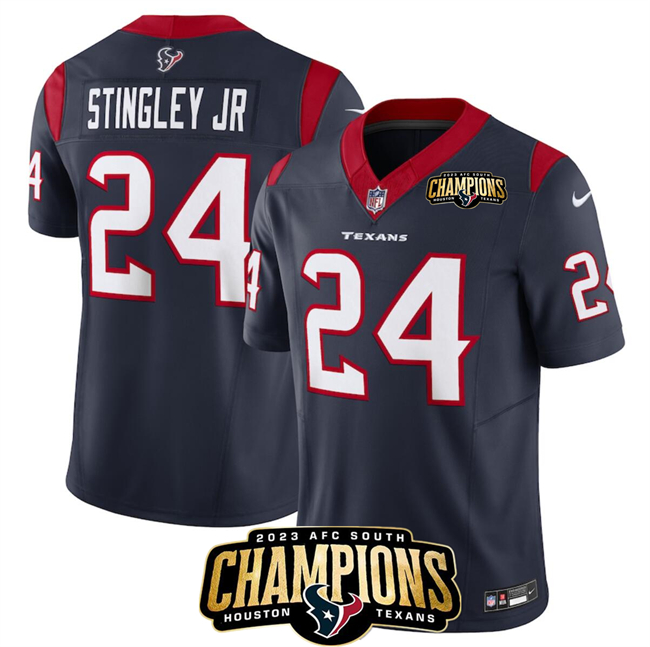 Houston Texans #24 Derek Stingley Jr. Navy 2023 F.U.S.E. AFC South Champions Patch Vapor Untouchable Limited Stitched Jersey - Zenithce