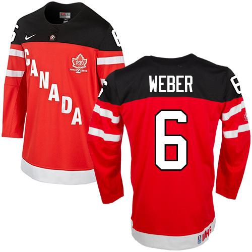 Olympic CA. #6 Shea Weber Red 100th Anniversary Stitched Jersey - Zenithce