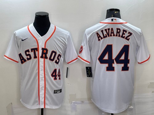 Houston Astros #44 Yordan Alvarez White With Patch Cool Base Stitched Jersey - Zenithce