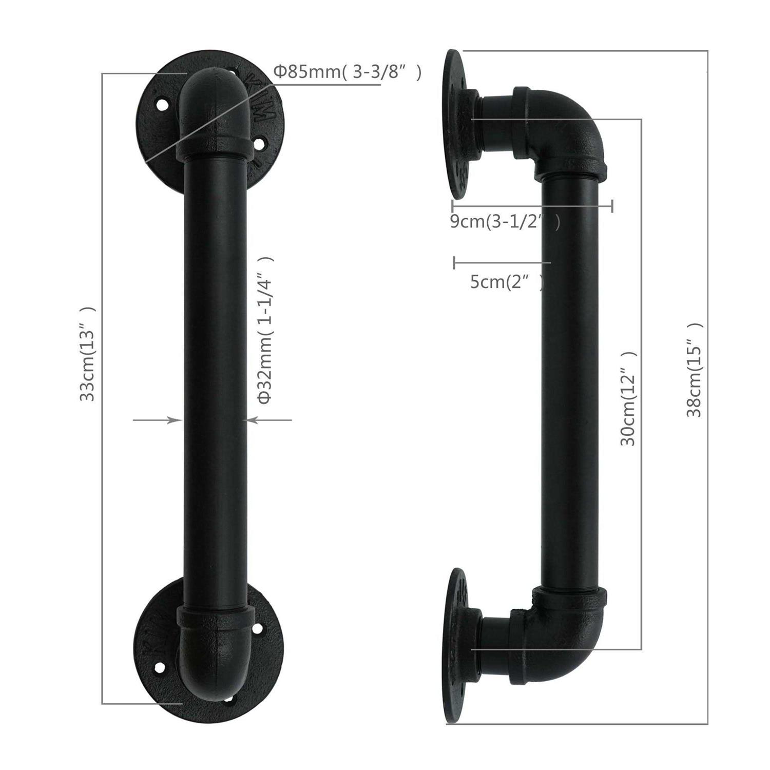 FOYO Set of 2 Industrial Pipe Door Pull Handle Grab Bar - Zenithce