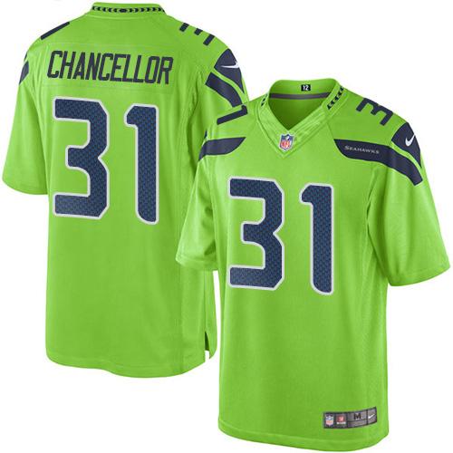 Seahawks #31 Kam Chancellor Green Stitched Limited Rush Nike Jersey - Zenithce