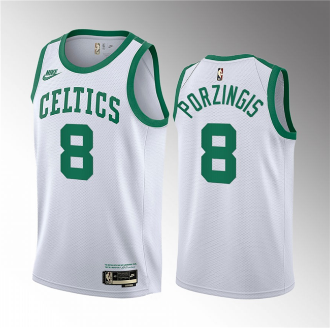 Boston Celtics #8 Kristaps Porzingis White 2023 Draft Association Edition Stitched Jersey - Zenithce