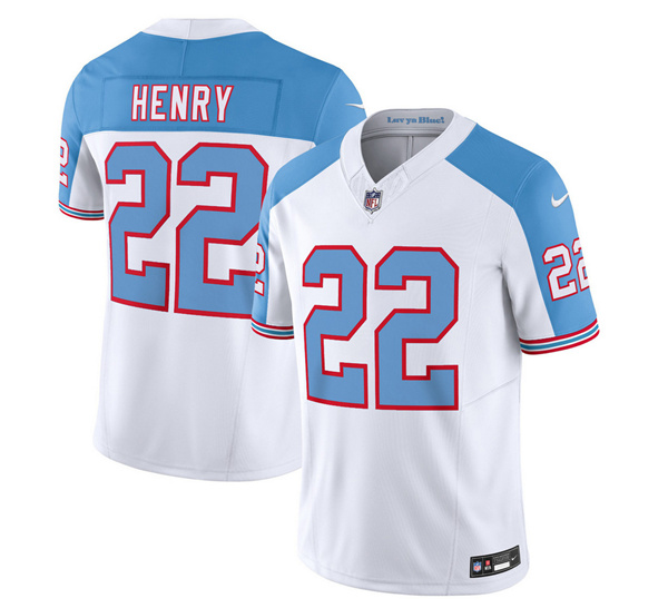 Tennessee Titans #22 Derrick Henry White Blue 2023 F.U.S.E. Vapor Limited Throwback Stitched Jersey - Zenithce
