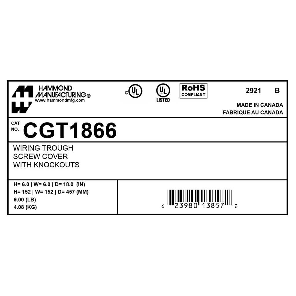 Hammond Manufacturing CGT1244 Type 1 Gutter Trough - Zenithce