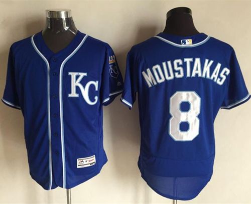 Royals #8 Mike Moustakas Royal Blue Flexbase Authentic Collection Stitched Jersey - Zenithce