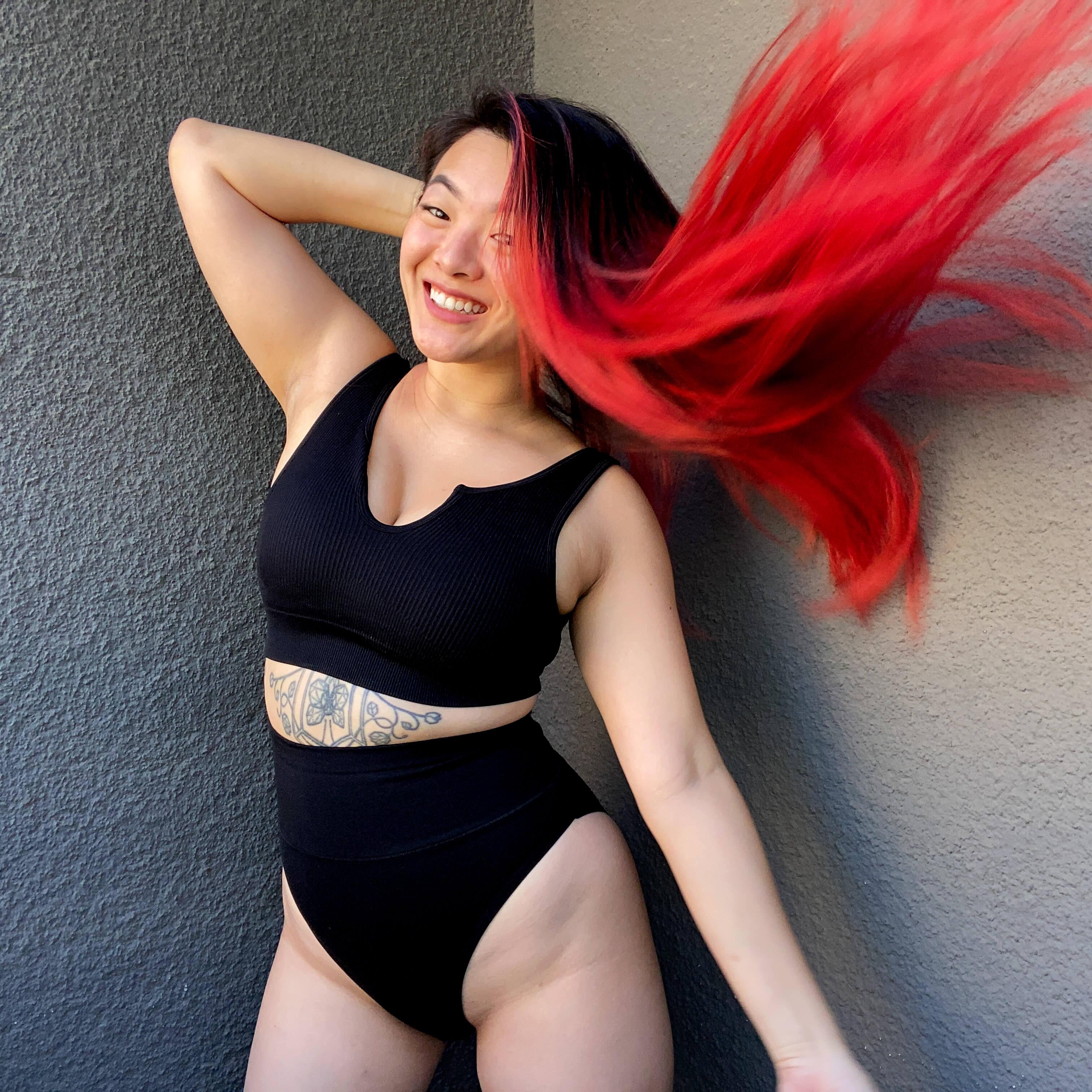 Organic Cotton Super High Leg Knickers - Black - Zenithce