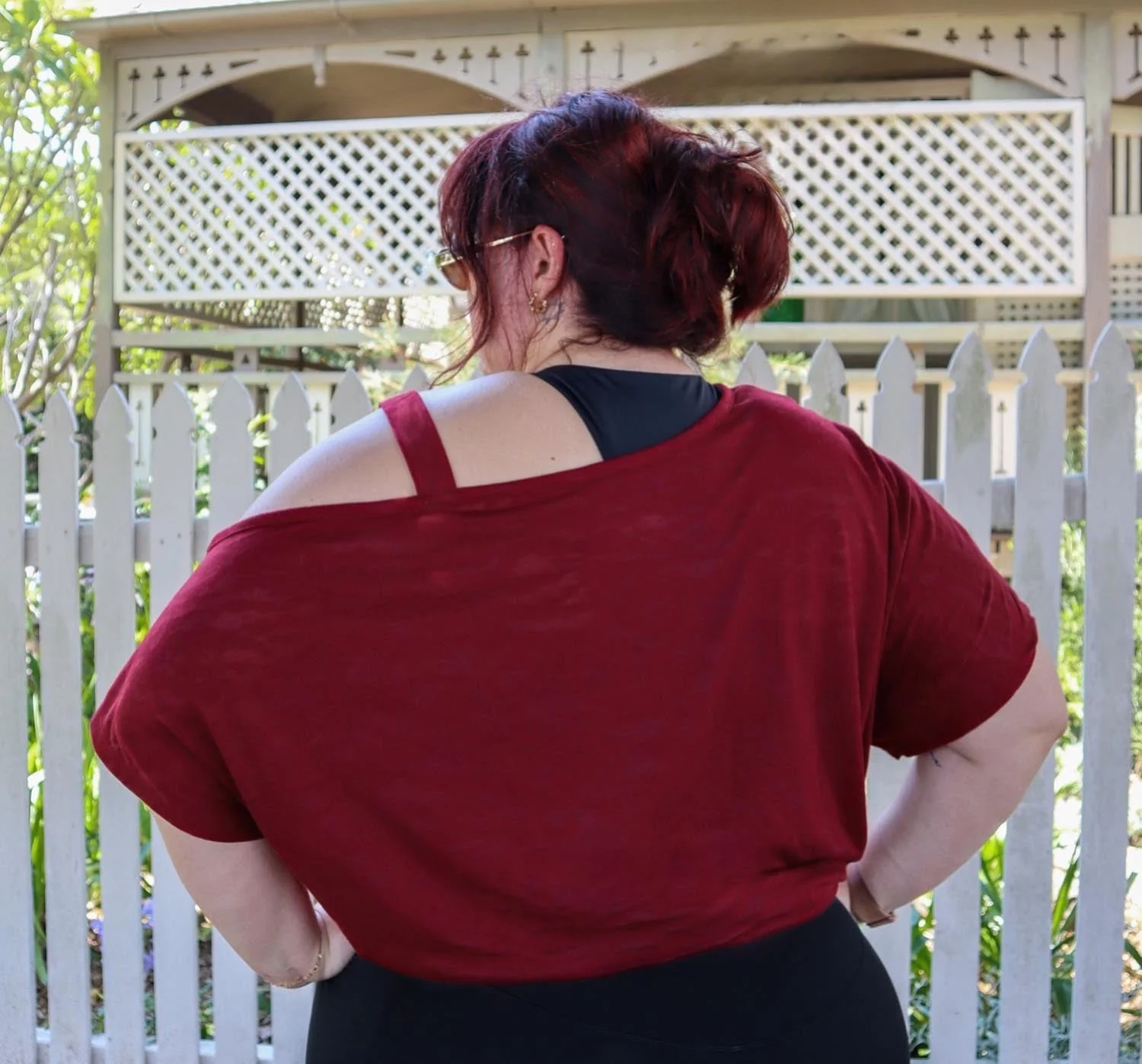 Debbie Off Shoulder Tee - Wine - Zenithce