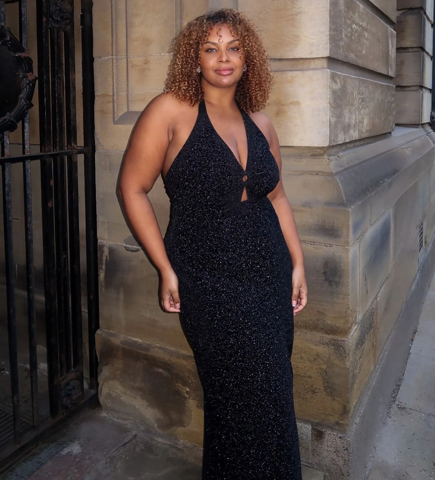 Lurex Halter Dress - Black - Zenithce