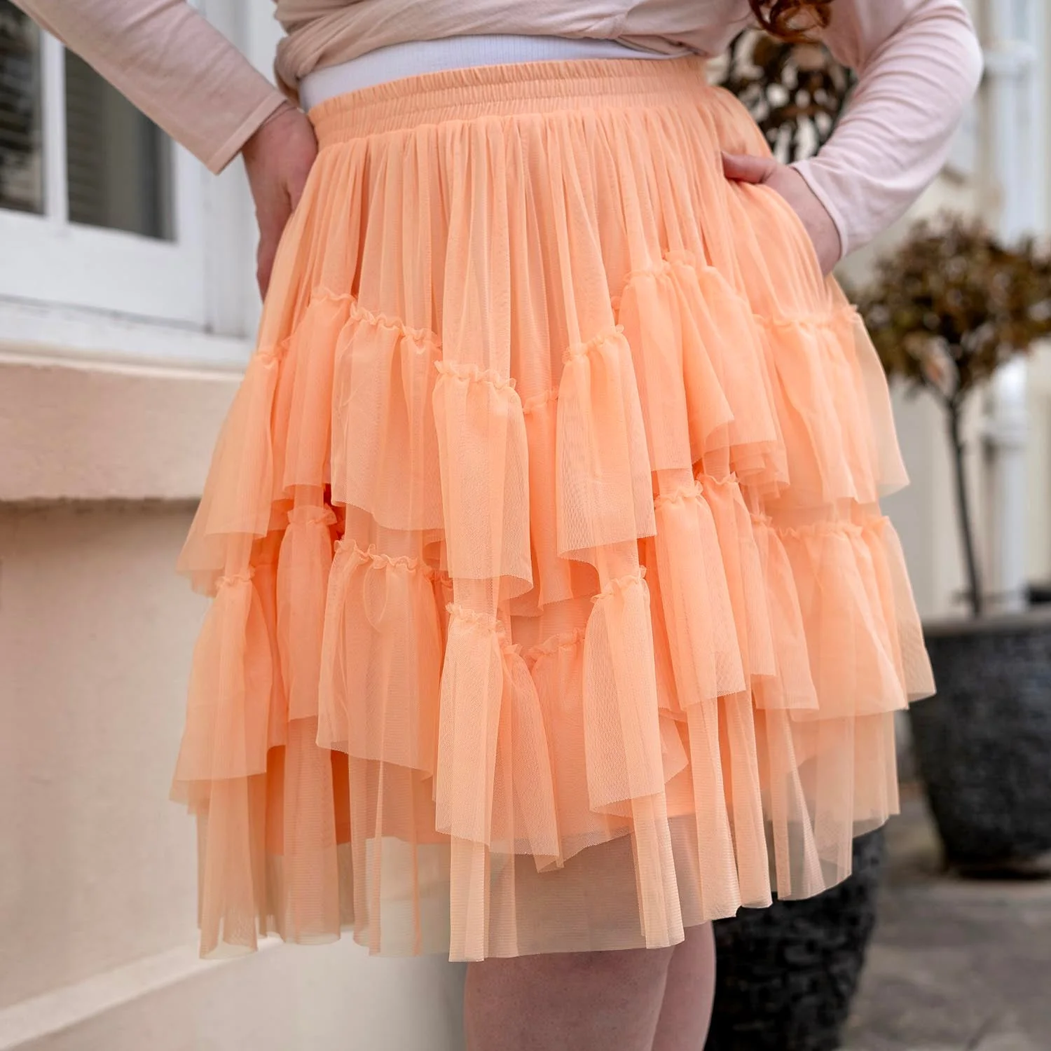 Mesh Skirt - Peach Mousse - Zenithce